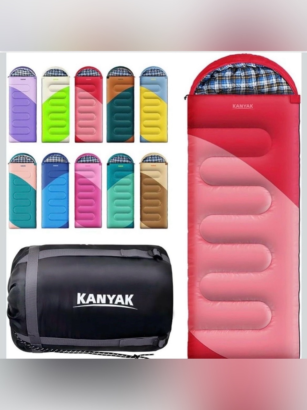 KANYAK•Camping Sleeping Bag, 32°F
Sleeping Bags for Adults Kids Teens Cold
Weath